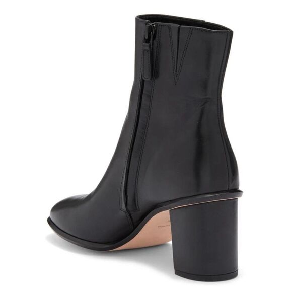 NEW Tory Burch Brooke Stamped Heel Leather Bootie Ankle Boots Black Sz 10.5 - Picture 2 of 5